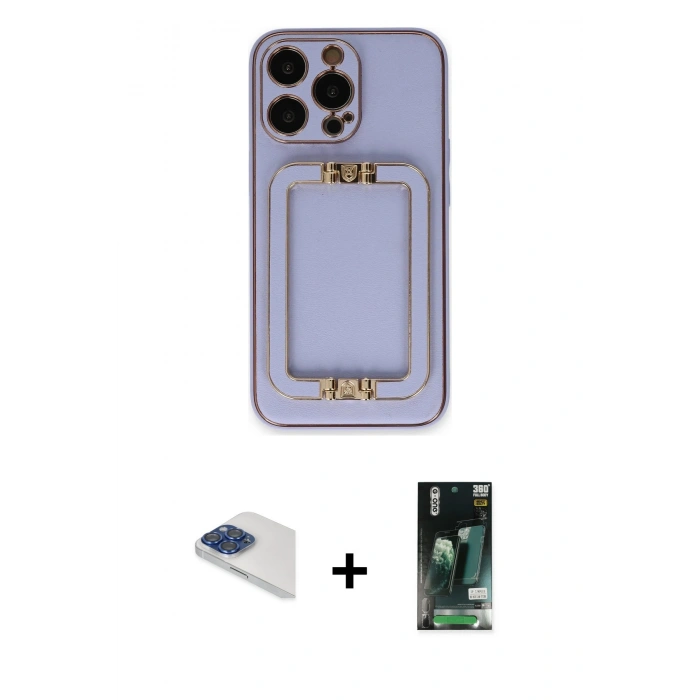 MARSİLYAN™- iPhone 13 Pro Max Kılıf Kozmos Minimal Prime - Şeffaf 360 Full Body Arka Koruyucu + Pers Alüminyum Kamera Lens - LT