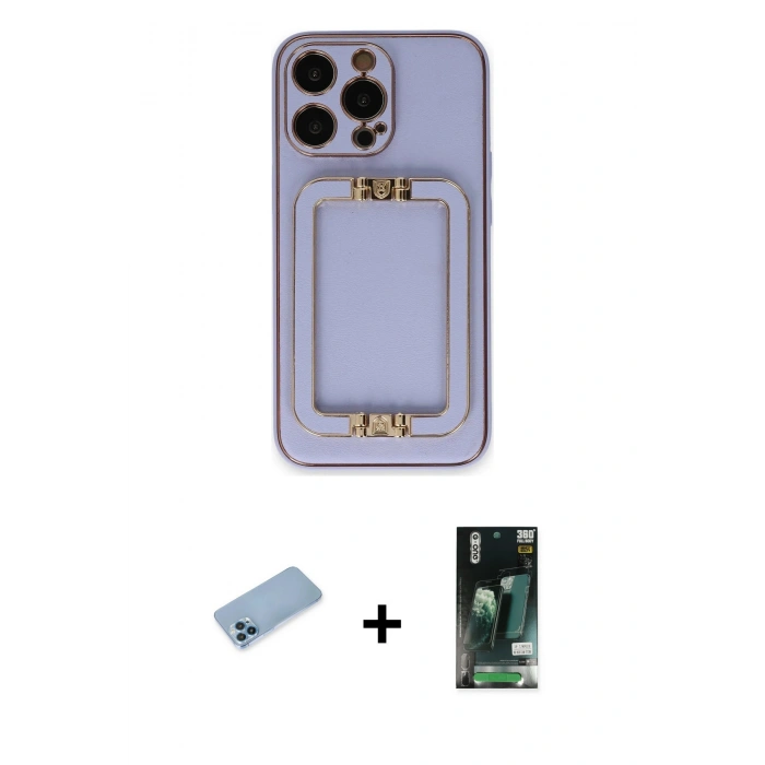 MARSİLYAN™- iPhone 13 Pro Max Kılıf Kozmos Minimal Prime - Şeffaf 360 Full Body Arka Koruyucu + Mavi Shine Kamera Lens Koruma Cam