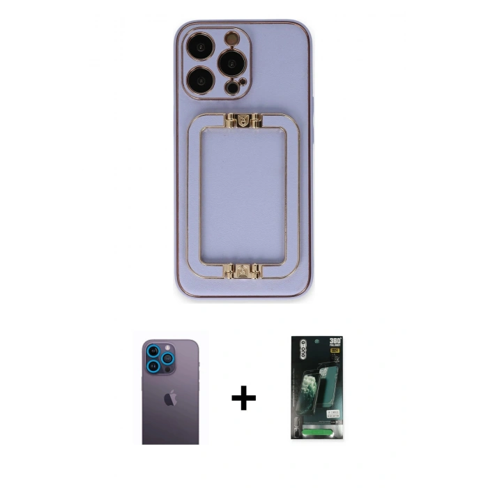MARSİLYAN™- iPhone 13 Pro Max Kılıf Kozmos Minimal Prime - Şeffaf 360 Full Body Arka Koruyucu + Neon Fosforlu Kamera Lens - MI