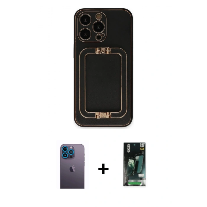 MARSİLYAN™- iPhone 13 Pro Max Kılıf Kozmos Minimal Prime - Şeffaf 360 Full Body Arka Koruyucu + Neon Fosforlu Kamera Lens - MI