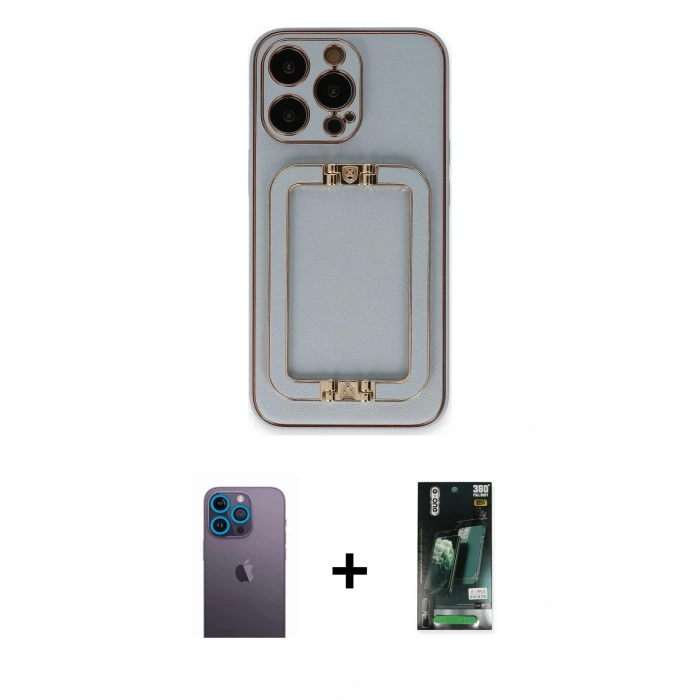 MARSİLYAN™- iPhone 13 Pro Max Kılıf Kozmos Minimal Prime - Şeffaf 360 Full Body Arka Koruyucu + Neon Fosforlu Kamera Lens - MI