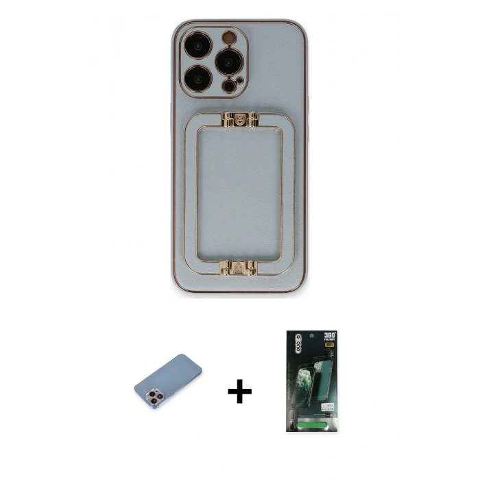 MARSİLYAN™- iPhone 13 Pro Max Kılıf Kozmos Minimal Prime - Şeffaf 360 Full Body Arka Koruyucu + Pembe Shine Kamera Lens Koruma Cam