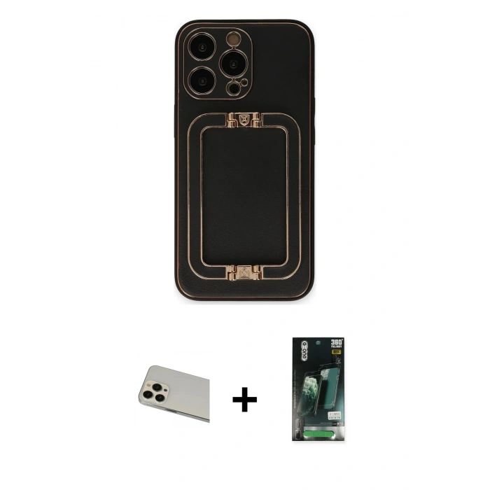 MARSİLYAN™- iPhone 13 Pro Max Kılıf Kozmos Minimal Prime - Şeffaf 360 Full Body Arka Koruyucu + Rainbow Kamera Lens Koruma Cam - REGD