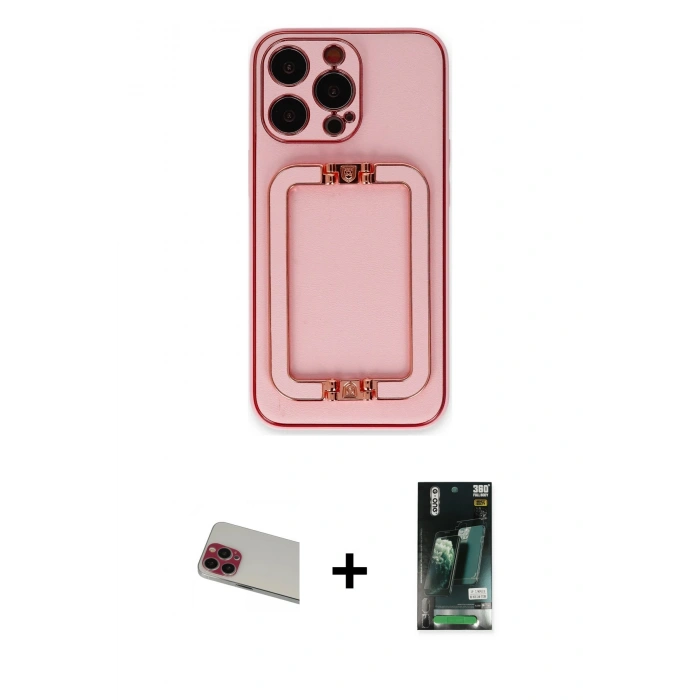 MARSİLYAN™- iPhone 13 Pro Max Kılıf Kozmos Minimal Prime - Şeffaf 360 Full Body Arka Koruyucu + Rainbow Kamera Lens Koruma Cam - KI