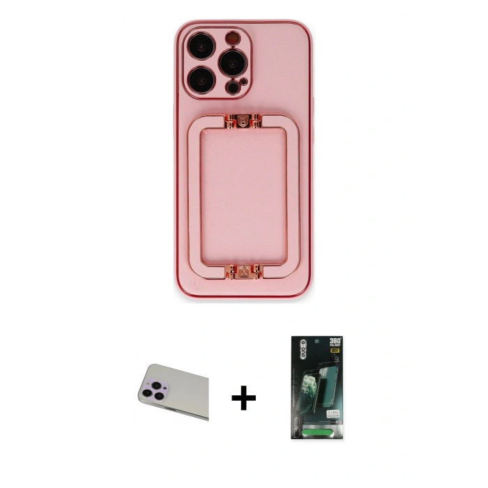 MARSİLYAN™- iPhone 13 Pro Max Kılıf Kozmos Minimal Prime - Şeffaf 360 Full Body Arka Koruyucu + Rainbow Kamera Lens Koruma Cam - MR