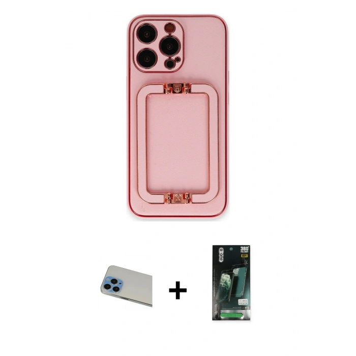 MARSİLYAN™- iPhone 13 Pro Max Kılıf Kozmos Minimal Prime - Şeffaf 360 Full Body Arka Koruyucu + Rainbow Kamera Lens Koruma Cam - MI