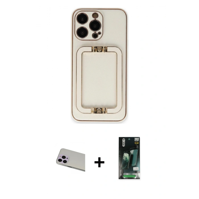 MARSİLYAN™- iPhone 13 Pro Max Kılıf Kozmos Minimal Prime - Şeffaf 360 Full Body Arka Koruyucu + Rainbow Kamera Lens Koruma Cam - MR