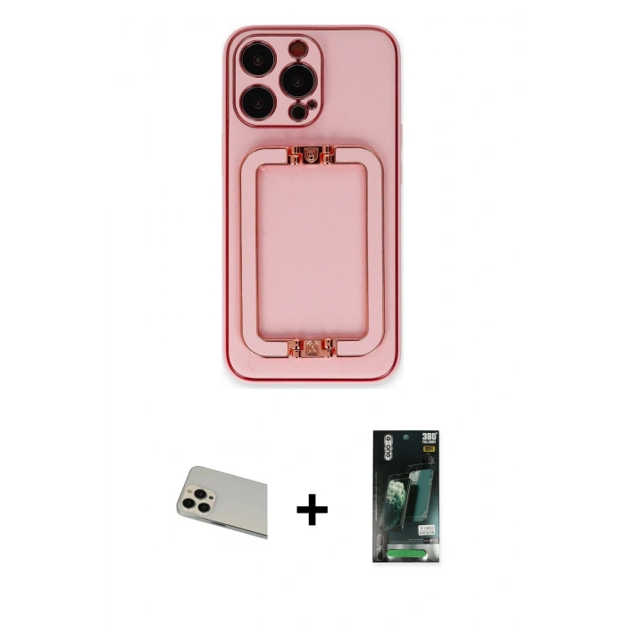 MARSİLYAN™- iPhone 13 Pro Max Kılıf Kozmos Minimal Prime - Şeffaf 360 Full Body Arka Koruyucu + Rainbow Kamera Lens Koruma Cam - REGD
