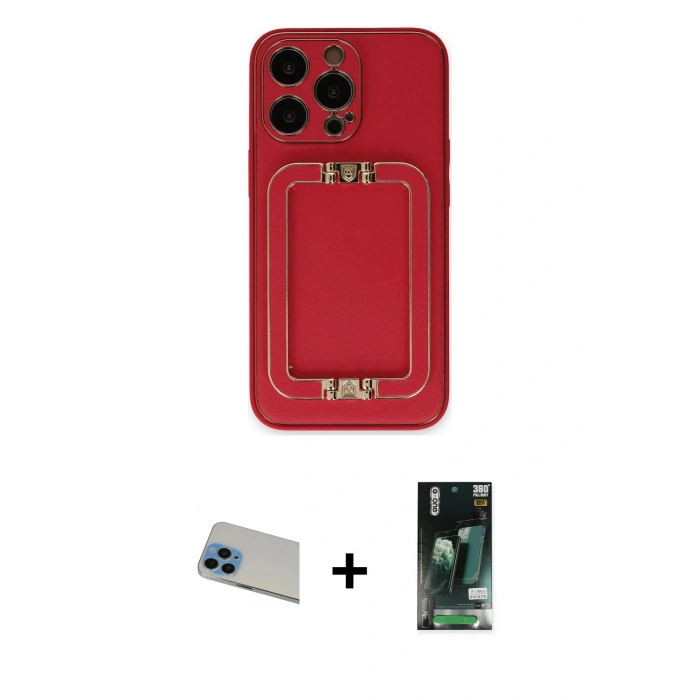 MARSİLYAN™- iPhone 13 Pro Max Kılıf Kozmos Minimal Prime - Şeffaf 360 Full Body Arka Koruyucu + Rainbow Kamera Lens Koruma Cam - MI
