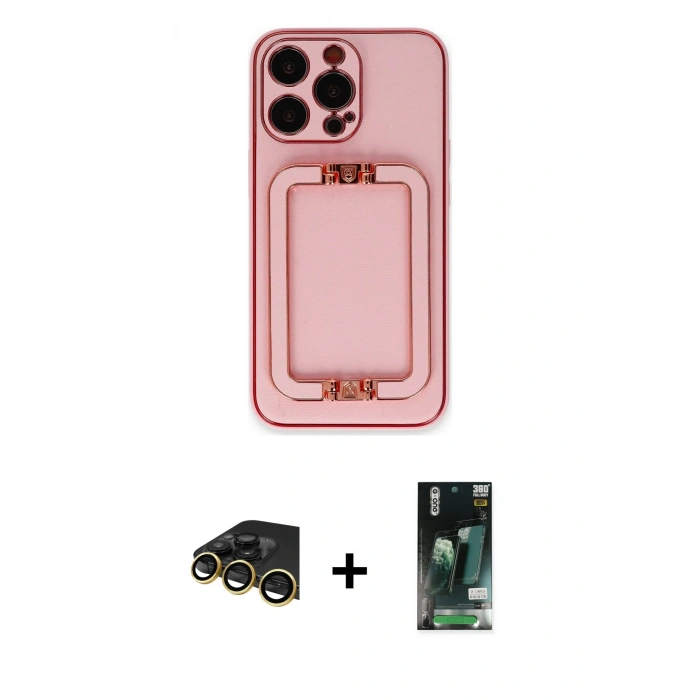 MARSİLYAN™- iPhone 13 Pro Max Kılıf Kozmos Minimal Prime - Şeffaf 360 Full Body Arka Koruyucu + Raze Metal Kamera Lens - GD