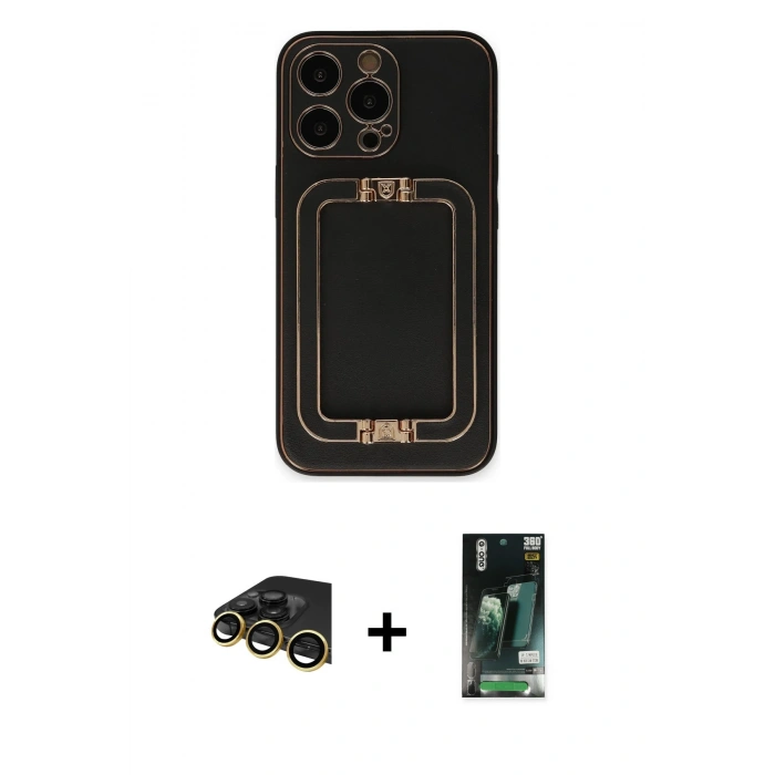 MARSİLYAN™- iPhone 13 Pro Max Kılıf Kozmos Minimal Prime - Şeffaf 360 Full Body Arka Koruyucu + Raze Metal Kamera Lens - GD