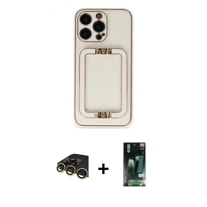 MARSİLYAN™- iPhone 13 Pro Max Kılıf Kozmos Minimal Prime - Şeffaf 360 Full Body Arka Koruyucu + Raze Metal Kamera Lens - GD