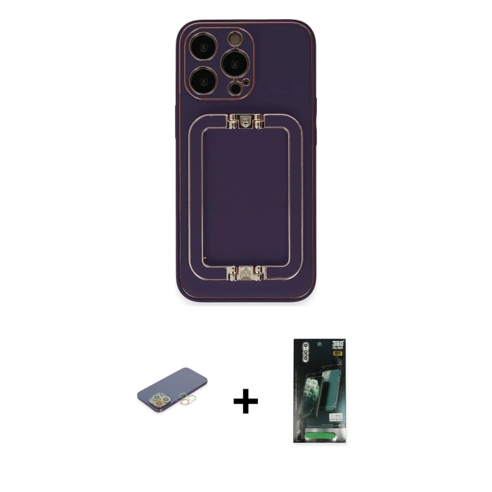 MARSİLYAN™- iPhone 13 Pro Max Kılıf Kozmos Minimal Prime - Şeffaf 360 Full Body Arka Koruyucu + Renkli Kamera Lens Koruma Cam - SI