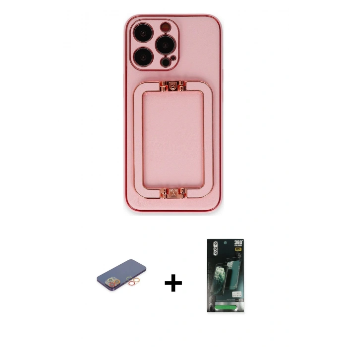 MARSİLYAN™- iPhone 13 Pro Max Kılıf Kozmos Minimal Prime - Şeffaf 360 Full Body Arka Koruyucu + Renkli Kamera Lens Koruma Cam - TU