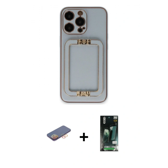 MARSİLYAN™- iPhone 13 Pro Max Kılıf Kozmos Minimal Prime - Şeffaf 360 Full Body Arka Koruyucu + Renkli Kamera Lens Koruma Cam - TU