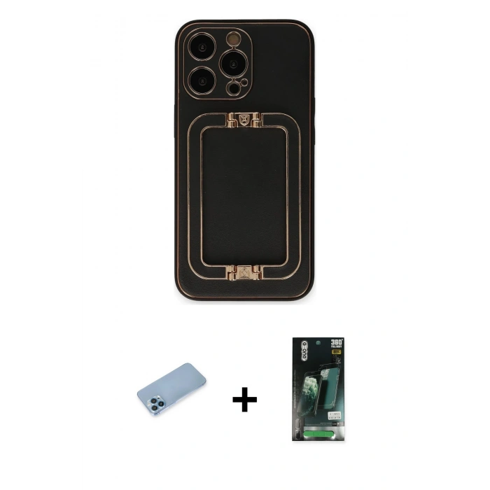 MARSİLYAN™- iPhone 13 Pro Max Kılıf Kozmos Minimal Prime - Şeffaf 360 Full Body Arka Koruyucu + Shine Kamera Lens Koruma Cam - MI