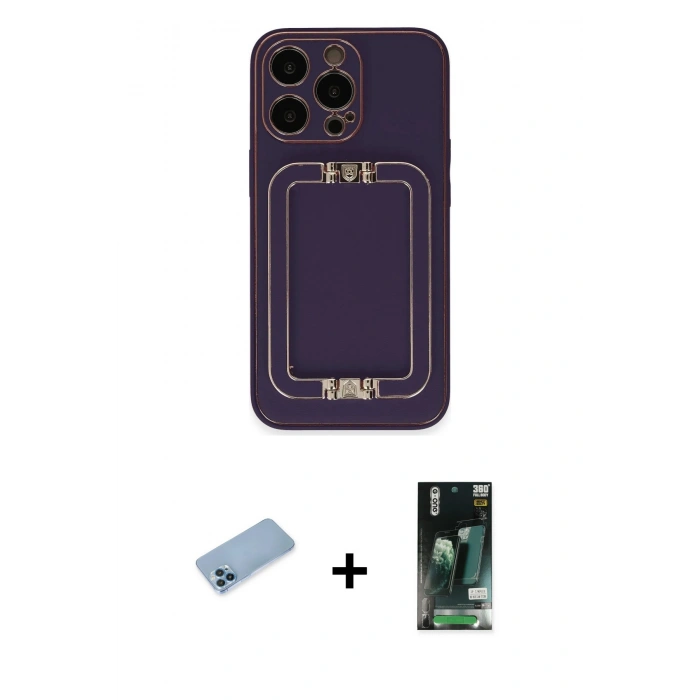 MARSİLYAN™- iPhone 13 Pro Max Kılıf Kozmos Minimal Prime - Şeffaf 360 Full Body Arka Koruyucu + Shine Kamera Lens Koruma Cam - MI
