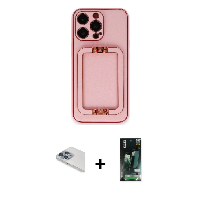MARSİLYAN™- iPhone 13 Pro Max Kılıf Kozmos Minimal Prime - Şeffaf 360 Full Body Arka Koruyucu + Sierra Blue Pers Alüminyum Kamera Lens