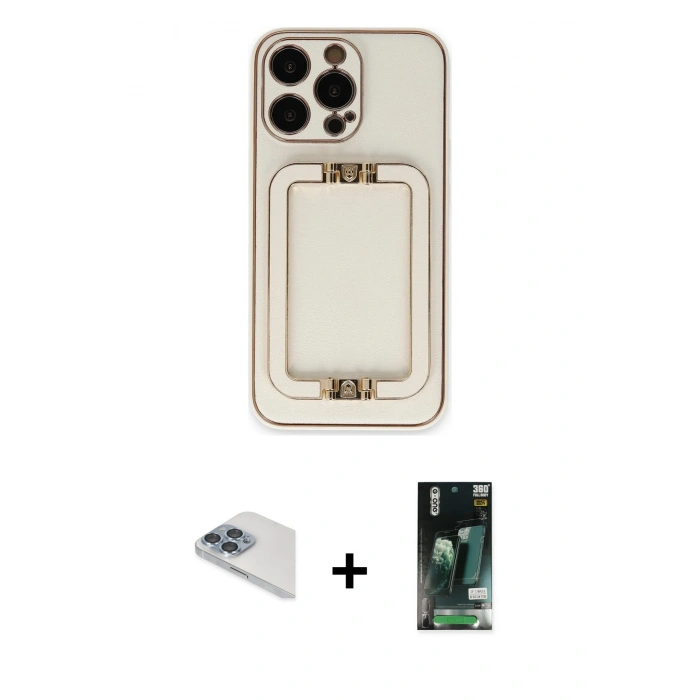 MARSİLYAN™- iPhone 13 Pro Max Kılıf Kozmos Minimal Prime - Şeffaf 360 Full Body Arka Koruyucu + Sierra Blue Pers Alüminyum Kamera Lens