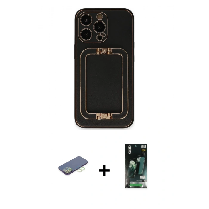 MARSİLYAN™- iPhone 13 Pro Max Kılıf Kozmos Minimal Prime - Şeffaf 360 Full Body Arka Koruyucu + Renkli Kamera Lens Koruma Cam - YL