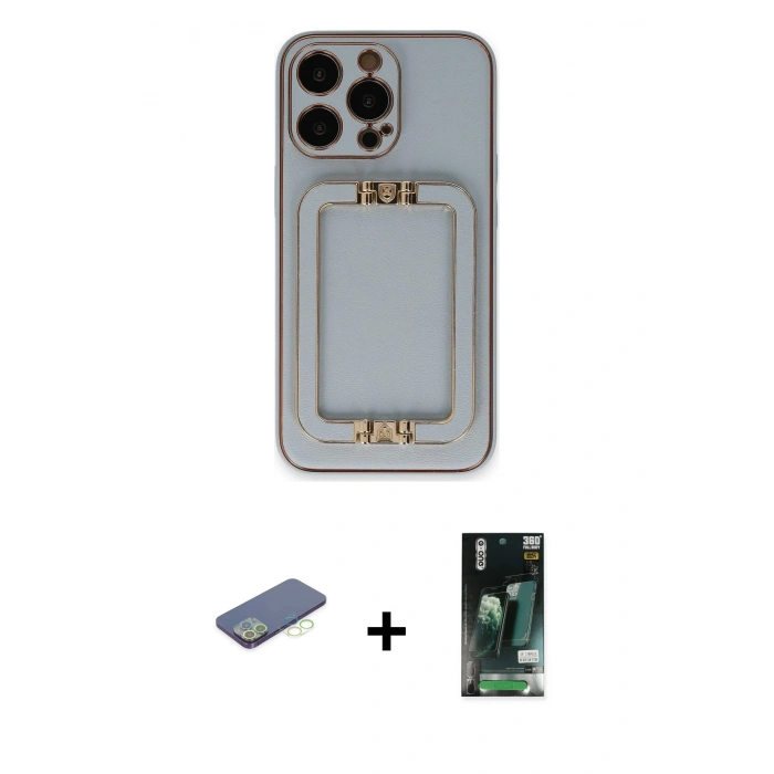 MARSİLYAN™- iPhone 13 Pro Max Kılıf Kozmos Minimal Prime - Şeffaf 360 Full Body Arka Koruyucu + Renkli Kamera Lens Koruma Cam - YL