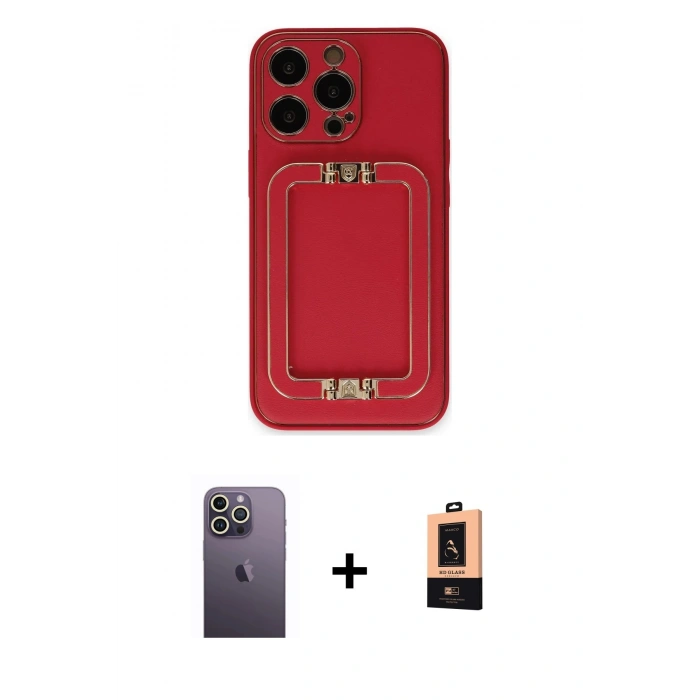 MARSİLYAN™- iPhone 13 Pro Max Kılıf Kozmos Minimal Prime - Şeffaf Maxco Cam Ekran Koruyucu + Neon Fosforlu Kamera Lens - BZ
