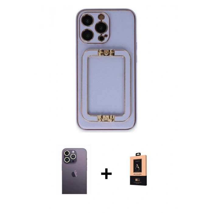 MARSİLYAN™- iPhone 13 Pro Max Kılıf Kozmos Minimal Prime - Şeffaf Maxco Cam Ekran Koruyucu + Neon Fosforlu Kamera Lens - BZ
