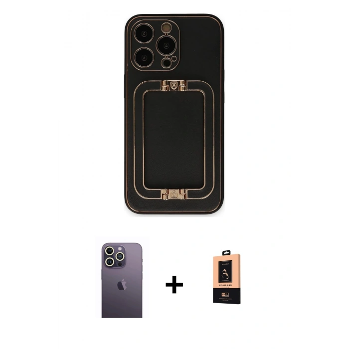 MARSİLYAN™- iPhone 13 Pro Max Kılıf Kozmos Minimal Prime - Şeffaf Maxco Cam Ekran Koruyucu + Neon Fosforlu Kamera Lens - BZ