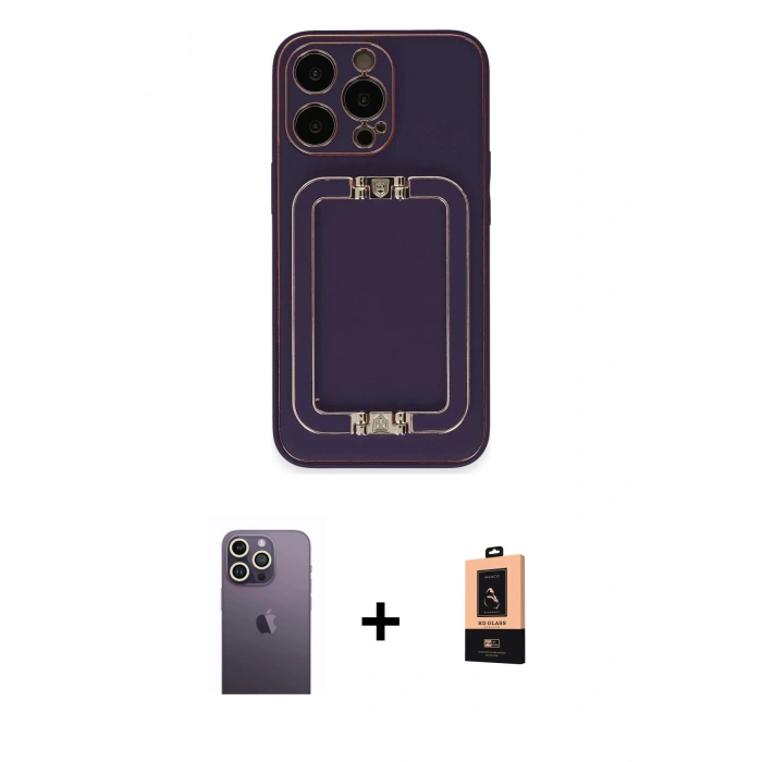 MARSİLYAN™- iPhone 13 Pro Max Kılıf Kozmos Minimal Prime - Şeffaf Maxco Cam Ekran Koruyucu + Neon Fosforlu Kamera Lens - BZ