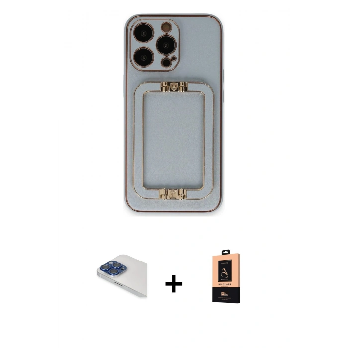 MARSİLYAN™- iPhone 13 Pro Max Kılıf Kozmos Minimal Prime - Şeffaf Maxco Cam Ekran Koruyucu + Pers Alüminyum Kamera Lens - LT