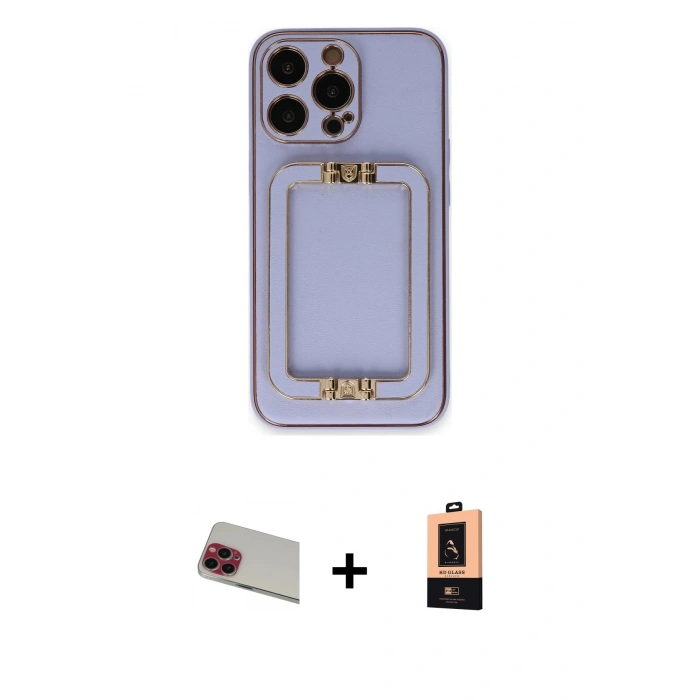 MARSİLYAN™- iPhone 13 Pro Max Kılıf Kozmos Minimal Prime - Şeffaf Maxco Cam Ekran Koruyucu + Rainbow Kamera Lens Koruma Cam - KI