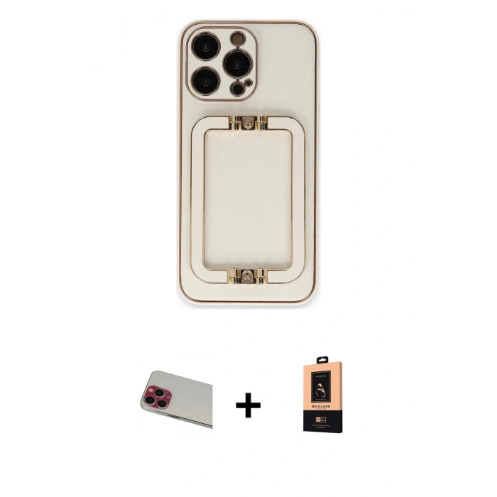 MARSİLYAN™- iPhone 13 Pro Max Kılıf Kozmos Minimal Prime - Şeffaf Maxco Cam Ekran Koruyucu + Rainbow Kamera Lens Koruma Cam - KI