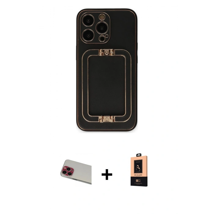 MARSİLYAN™- iPhone 13 Pro Max Kılıf Kozmos Minimal Prime - Şeffaf Maxco Cam Ekran Koruyucu + Rainbow Kamera Lens Koruma Cam - KI