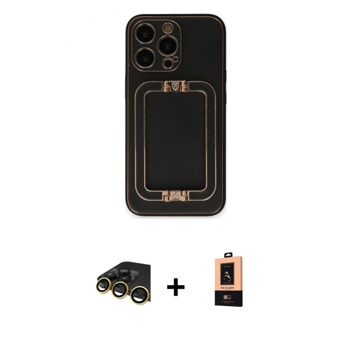 MARSİLYAN™- iPhone 13 Pro Max Kılıf Kozmos Minimal Prime - Şeffaf Maxco Cam Ekran Koruyucu + Raze Metal Kamera Lens - GD