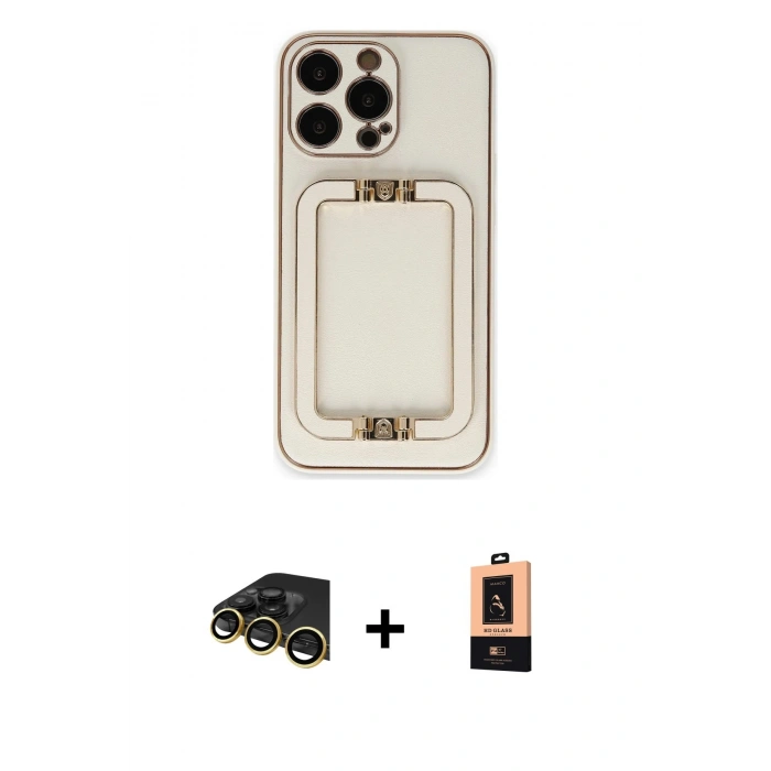 MARSİLYAN™- iPhone 13 Pro Max Kılıf Kozmos Minimal Prime - Şeffaf Maxco Cam Ekran Koruyucu + Raze Metal Kamera Lens - GD