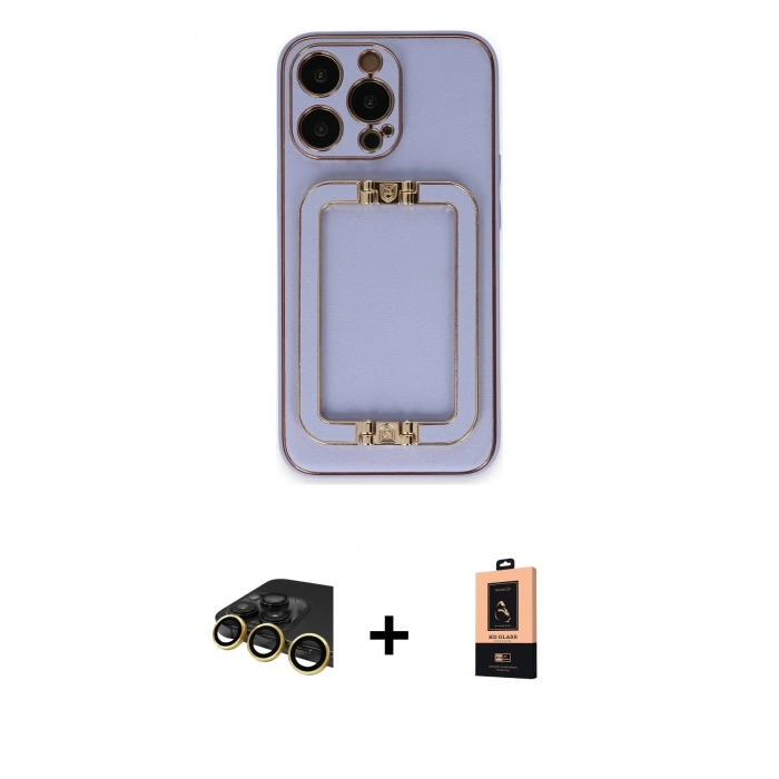 MARSİLYAN™- iPhone 13 Pro Max Kılıf Kozmos Minimal Prime - Şeffaf Maxco Cam Ekran Koruyucu + Raze Metal Kamera Lens - GD