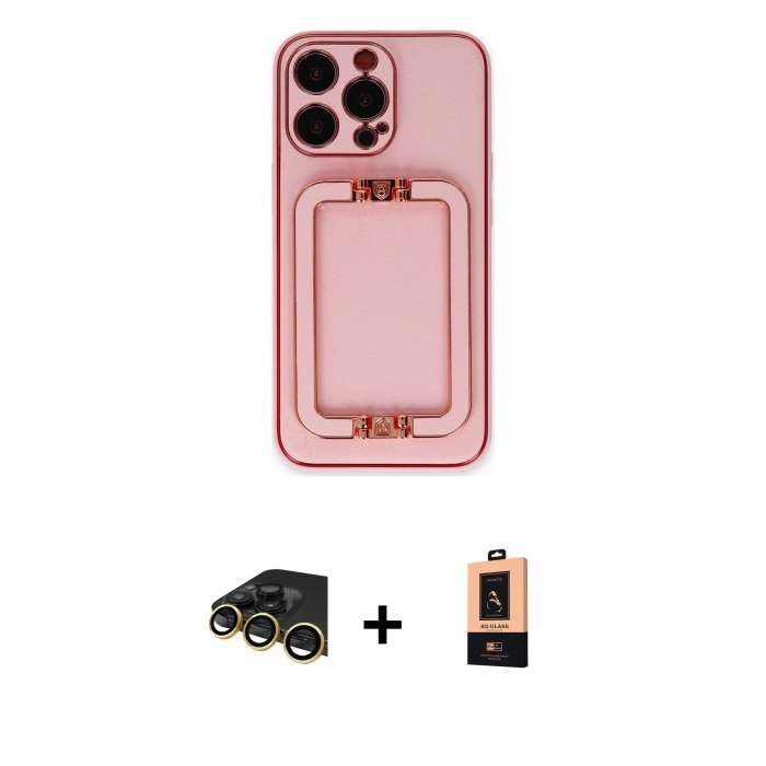 MARSİLYAN™- iPhone 13 Pro Max Kılıf Kozmos Minimal Prime - Şeffaf Maxco Cam Ekran Koruyucu + Raze Metal Kamera Lens - GD