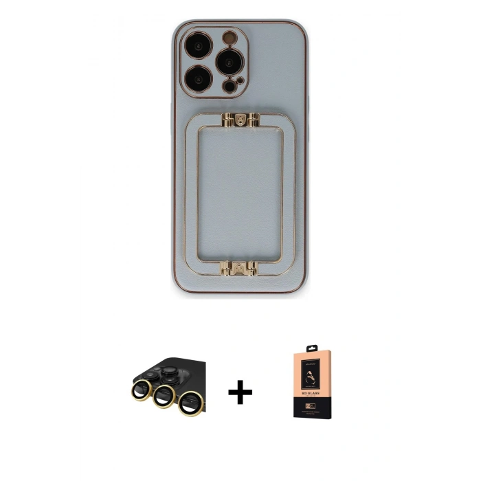 MARSİLYAN™- iPhone 13 Pro Max Kılıf Kozmos Minimal Prime - Şeffaf Maxco Cam Ekran Koruyucu + Raze Metal Kamera Lens - GD
