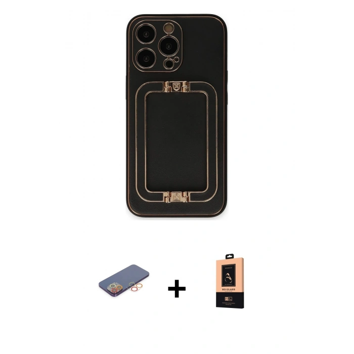 MARSİLYAN™- iPhone 13 Pro Max Kılıf Kozmos Minimal Prime - Şeffaf Maxco Cam Ekran Koruyucu + Renkli Kamera Lens Koruma Cam - TU