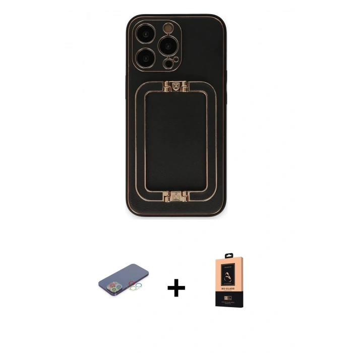 MARSİLYAN™- iPhone 13 Pro Max Kılıf Kozmos Minimal Prime - Şeffaf Maxco Cam Ekran Koruyucu + Renkli Kamera Lens Koruma Cam - MI