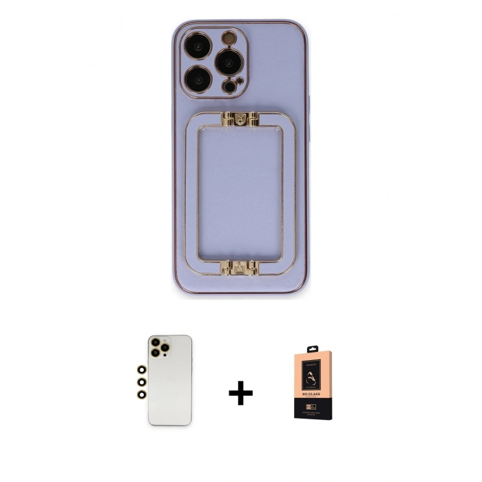 MARSİLYAN™- iPhone 13 Pro Max Kılıf Kozmos Minimal Prime - Şeffaf Maxco Cam Ekran Koruyucu + Shine Kamera Lens - GD