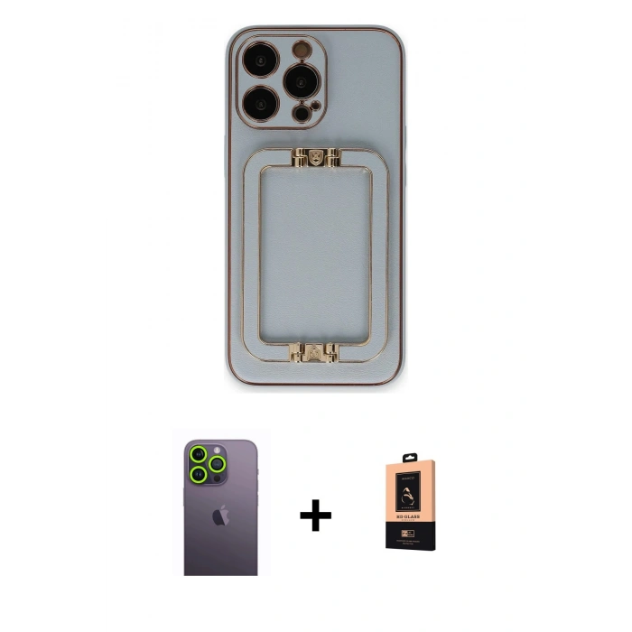 MARSİLYAN™- iPhone 13 Pro Max Kılıf Kozmos Minimal Prime - Şeffaf Maxco Cam Ekran Koruyucu + Neon Fosforlu Kamera Lens - YL