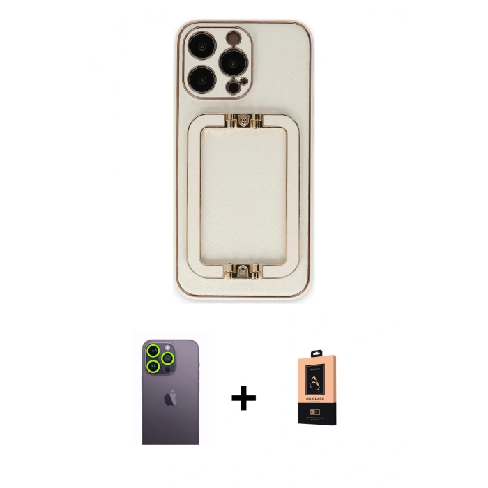 MARSİLYAN™- iPhone 13 Pro Max Kılıf Kozmos Minimal Prime - Şeffaf Maxco Cam Ekran Koruyucu + Neon Fosforlu Kamera Lens - YL