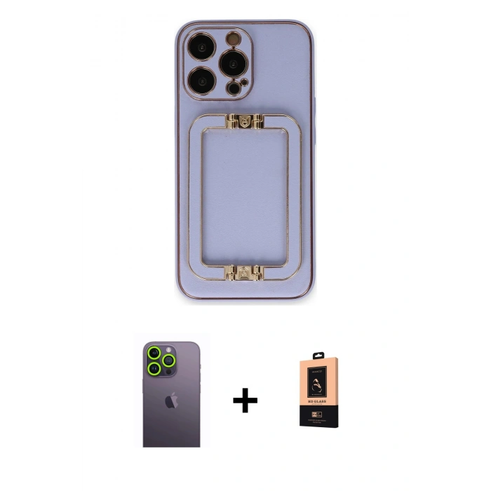 MARSİLYAN™- iPhone 13 Pro Max Kılıf Kozmos Minimal Prime - Şeffaf Maxco Cam Ekran Koruyucu + Neon Fosforlu Kamera Lens - YL