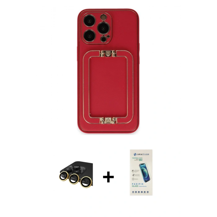 MARSİLYAN™- iPhone 13 Pro Max Kılıf Kozmos Minimal Prime - Şeffaf Pasifik Cam Ekran Koruyucu + Raze Metal Kamera Lens - GD
