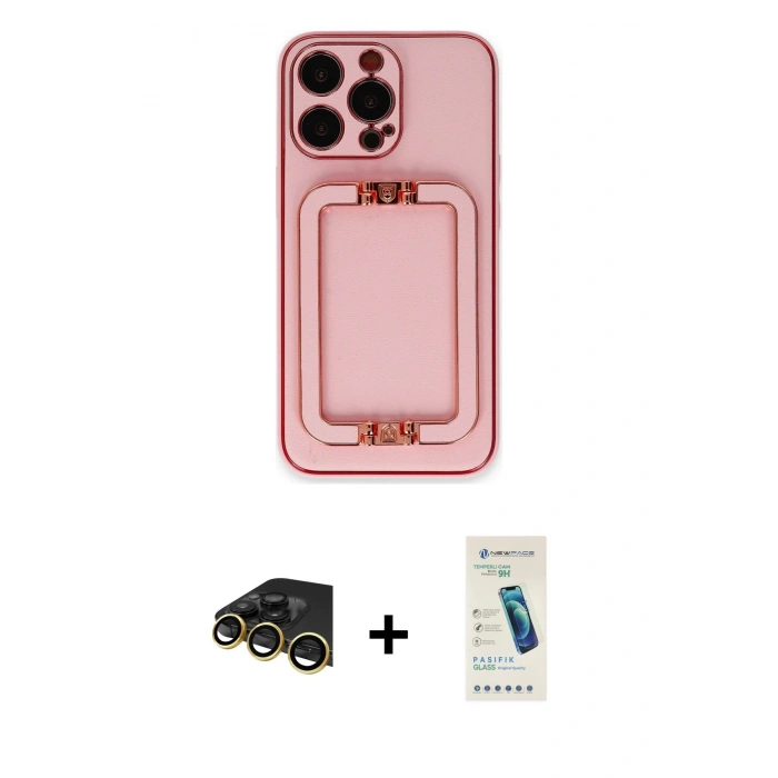 MARSİLYAN™- iPhone 13 Pro Max Kılıf Kozmos Minimal Prime - Şeffaf Pasifik Cam Ekran Koruyucu + Raze Metal Kamera Lens - GD