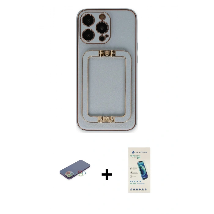 MARSİLYAN™- iPhone 13 Pro Max Kılıf Kozmos Minimal Prime - Şeffaf Pasifik Cam Ekran Koruyucu + Renkli Kamera Lens Koruma Cam - MI