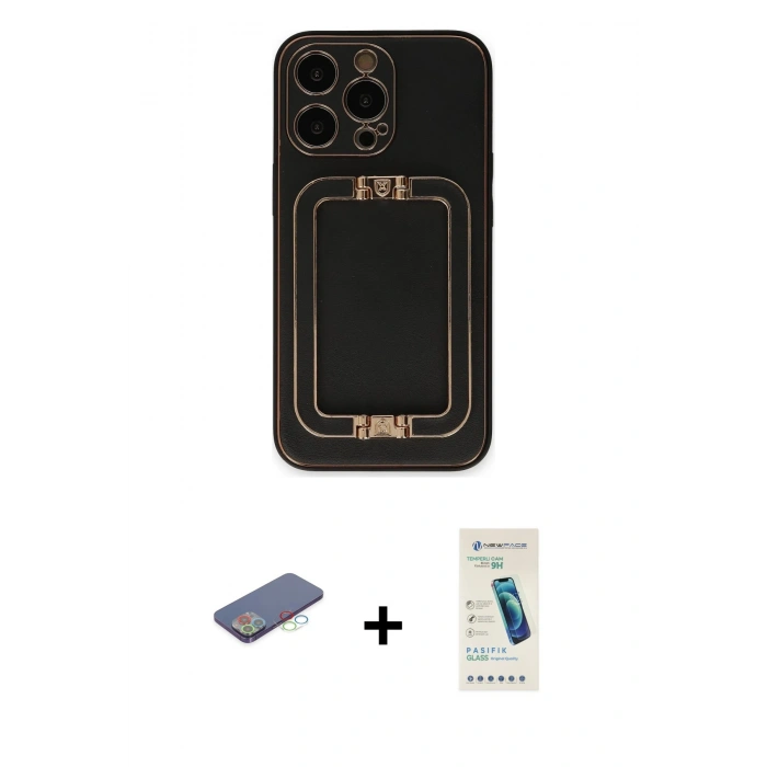 MARSİLYAN™- iPhone 13 Pro Max Kılıf Kozmos Minimal Prime - Şeffaf Pasifik Cam Ekran Koruyucu + Renkli Kamera Lens Koruma Cam - MI