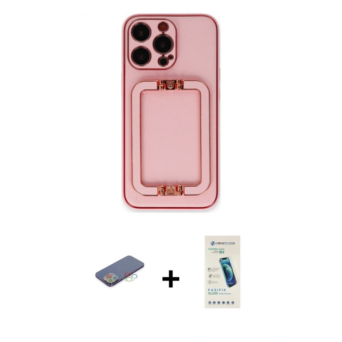 MARSİLYAN™- iPhone 13 Pro Max Kılıf Kozmos Minimal Prime - Şeffaf Pasifik Cam Ekran Koruyucu + Renkli Kamera Lens Koruma Cam - MI