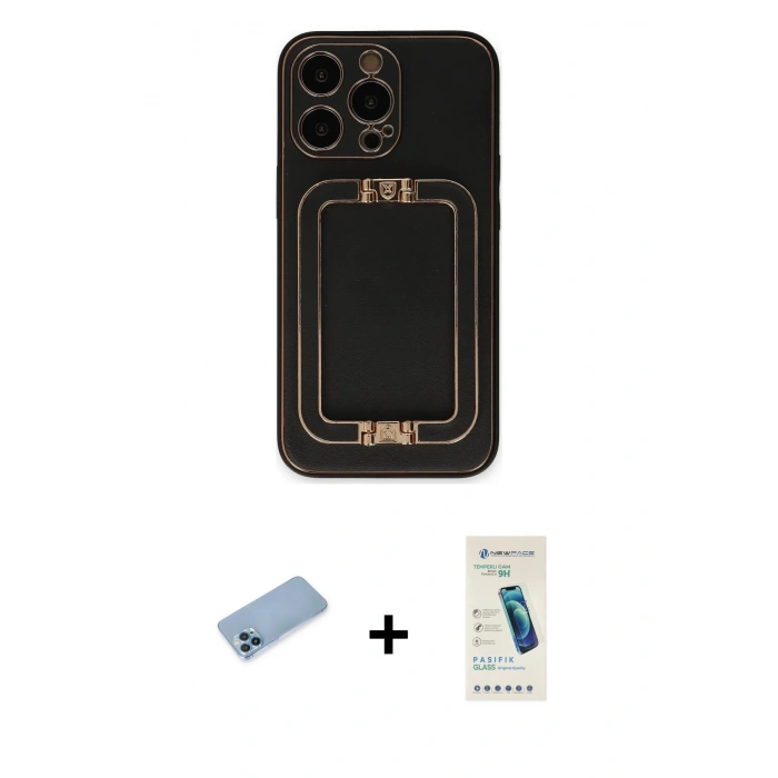MARSİLYAN™- iPhone 13 Pro Max Kılıf Kozmos Minimal Prime - Şeffaf Pasifik Cam Ekran Koruyucu + Shine Kamera Lens Koruma Cam - MI